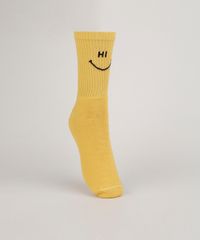 Meia-Masculina-Cano-Alto-Divertida--Hi-Bye--Amarela-9468287-Amarelo_1