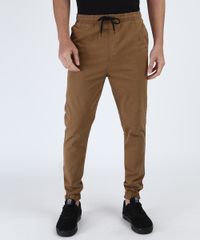 Calca-Masculina-de-Sarja-Jogger-Slim-com-Bolsos-Bege-Escuro-9943649-Bege_Escuro_1