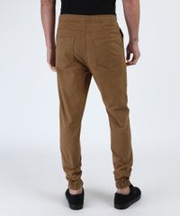 Calca-Masculina-de-Sarja-Jogger-Slim-com-Bolsos-Bege-Escuro-9943649-Bege_Escuro_2