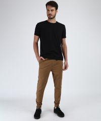 Calca-Masculina-de-Sarja-Jogger-Slim-com-Bolsos-Bege-Escuro-9943649-Bege_Escuro_3