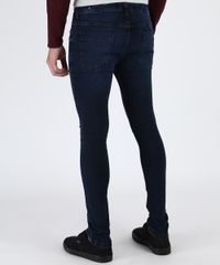 Calca-Jeans-Masculina-Super-Skinny-Destroyed-com-Bolsos-Azul-Escuro-9948767-Azul_Escuro_2