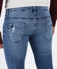 Calca-Jeans-Masculina-Super-Skinny-Destroyed-com-Bolsos-Azul-Medio-9948768-Azul_Medio_4