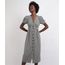 Vestido-Feminino-Midi-Estampado-Xadrez-com-Botoes-Manga-Curta-Bufante-Decote-V--Preto-9957169-Preto_1