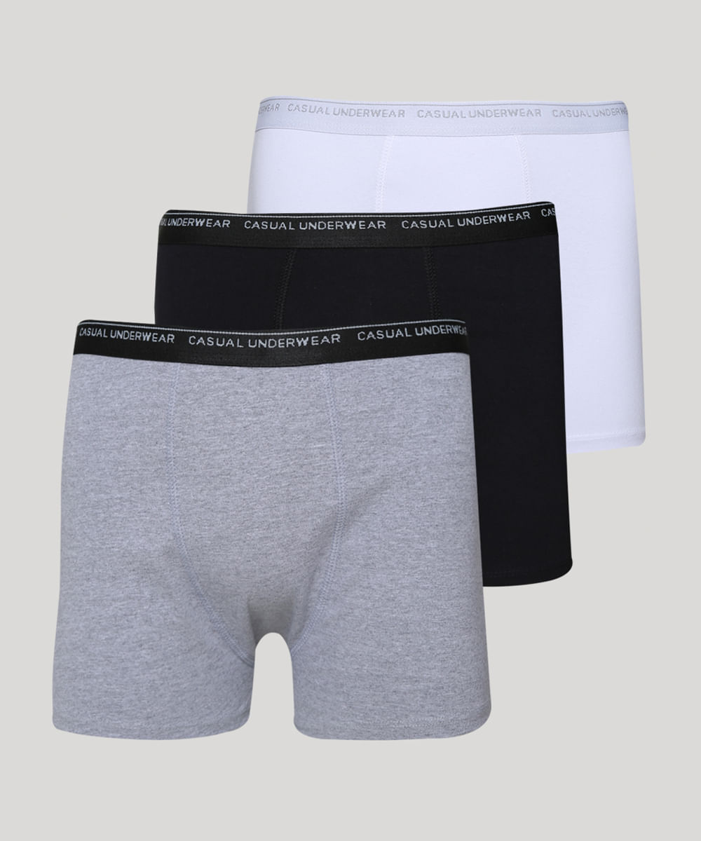 Kit de 03 Cuecas Masculinas Boxer Multicor