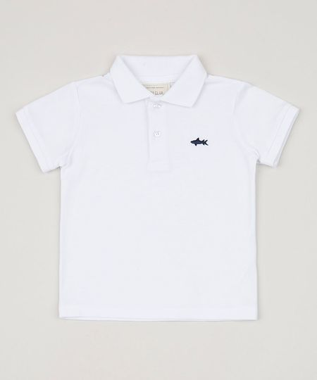 Polo-em-Piquet-Infantil-Basica-Manga-Curta-com-Bordado-Branco-8527029-Branco_1