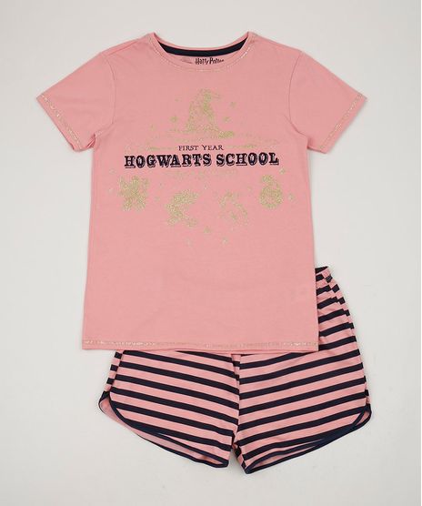 Pijama-Juvenil-Harry-Potter-Manga-Curta-Rosa-9955483-Rosa_1