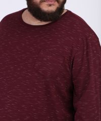 Camiseta-Masculina-Plus-Size-Basica-com-Bolso-Manga-Longa-Gola-Careca-Vinho-9954909-Vinho_4
