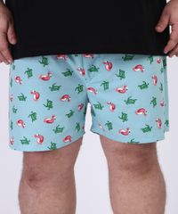 Samba-Cancao-Masculino-Plus-Size-Estampado-Flamingos-e-Tartarugas-Cos-com-Elastico-Azul-Claro-9951246-Azul_Claro_1