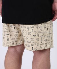 Samba-Cancao-Masculino-Plus-Size-Estampado-Barbearia-Cos-com-Elastico-Bege-Claro-9951250-Bege_Claro_2