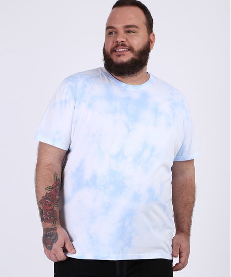 Camiseta-Masculina-Plus-Size-Estampado-Tie-Dye-Manga-Curta-Gola-Careca-Azul-Claro-9953461-Azul_Claro_1