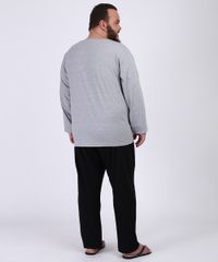Pijama-Masculino-Plus-Size-Camiseta-Homer-Simpsons--Manga-Longa-Gola-Careca-Cinza-Mescla-9954420-Cinza_Mescla_2