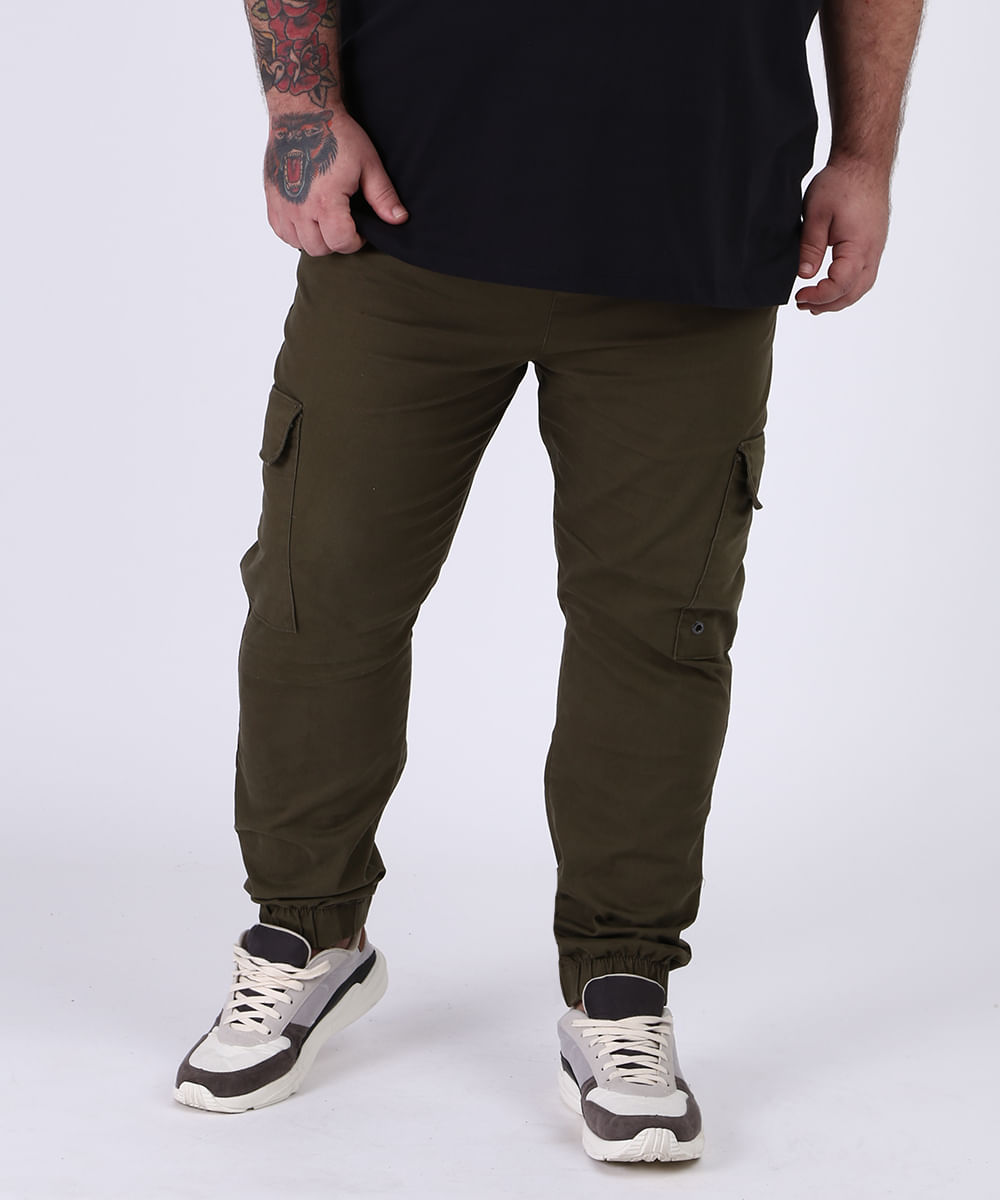 calça plus size verde militar