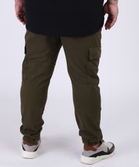 Calca-de-Sarja-Masculina-Plus-Size-em-Moletom-Jogger-Cargo-Verde-Militar-9956503-Verde_Militar_2