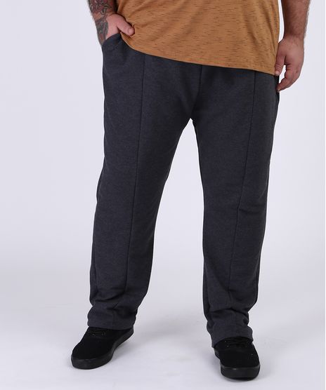 Calca-de-Moletom-Masculina-Plus-Size-Relaxed-com-Recorte-e-Bolsos-Cinza-Mescla-Escuro-9959630-Cinza_Mescla_Escuro_1