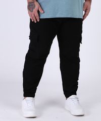 Calca-de-Moletom-Masculina-Plus-Size-Jogger-com--Bolsos-Preta-9956504-Preto_1