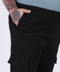 Calca-de-Moletom-Masculina-Plus-Size-Jogger-com--Bolsos-Preta-9956504-Preto_4
