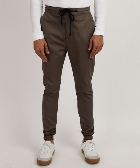 Calca-Masculina-de-Sarja-Jogger-Skinny-com-Bolsos-Bege-Escuro-9945698-Bege_Escuro_1