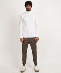 Calca-Masculina-de-Sarja-Jogger-Skinny-com-Bolsos-Bege-Escuro-9945698-Bege_Escuro_3