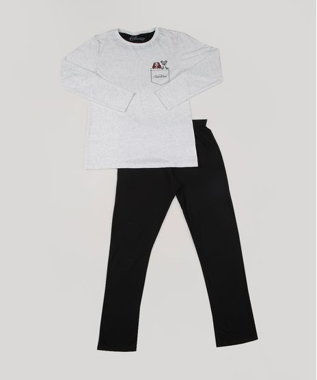 Pijama-Juvenil-a-Dama-e-o-Vagabundo-Manga-Longa-Cinza-9958084-Cinza_1