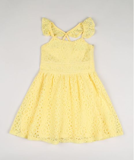 Vestido-de-Renda-Infantil-com-Alcas-Cruzadas-Amarelo-9949358-Amarelo_1