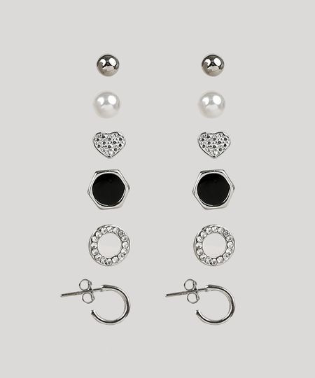 Kit-de-6-Brincos-Femininos-Folheados-Prateado-9943710-Prateado_1