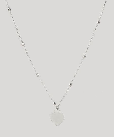 Colar-Feminino-com-Pingente-de-Coracao-Folheado-Prateado-9943783-Prateado_1