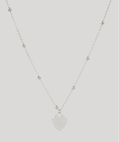 Colar-Feminino-com-Pingente-de-Coracao-Folheado-Prateado-9943783-Prateado_1
