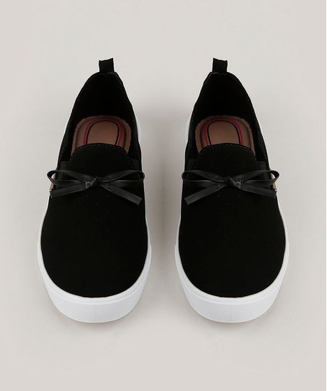 slip on preto laço