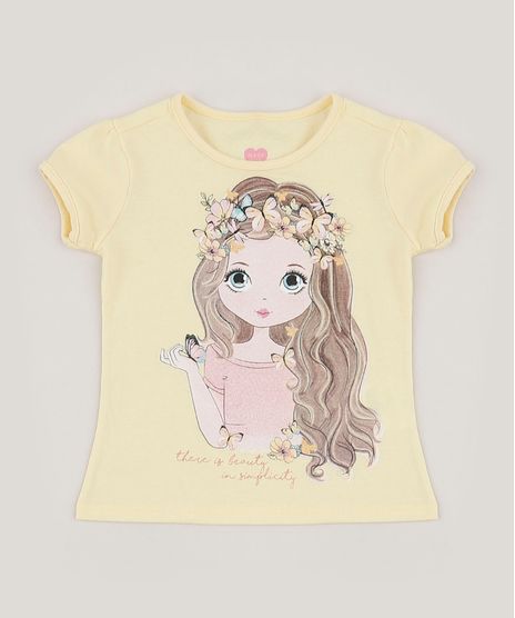 Blusa-Infantil-Menina-com-Flores-Manga-Curta-Amarela-9953015-Amarelo_1