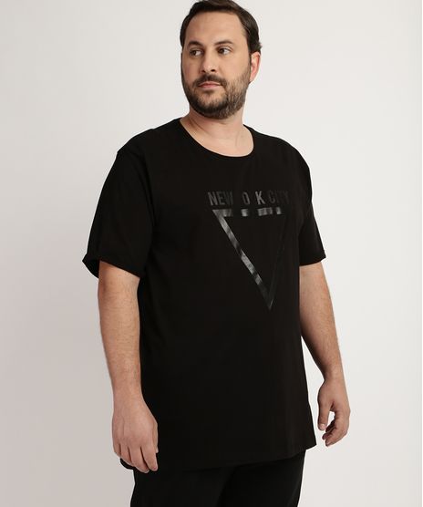 Camiseta--Masculina-Plus-Size--new-York-city--Manga-Curta-Gola-Careca-Preta-9958109-Preto_1