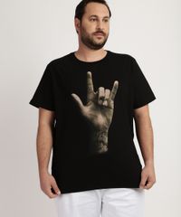 Camiseta--Masculina-Plus-Size-Mao-de-Rock-Manga-Curta-Gola-Careca-Preta-9958548-Preto_1