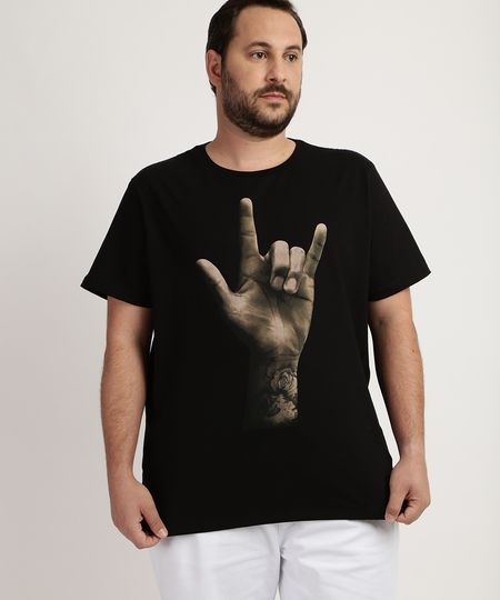 Camiseta--Masculina-Plus-Size-Mao-de-Rock-Manga-Curta-Gola-Careca-Preta-9958548-Preto_1
