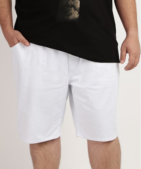 Bermuda-de-Sarja-Masculina-Plus-Size-Relaxe-com-Bolso-Branca-9958927-Branco_1