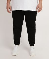 Calca-de-Sarja-Masculina-Plus-Size-Jogger-com-Bolso-Preta-9959327-Preto_1