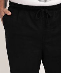 Calca-de-Sarja-Masculina-Plus-Size-Jogger-com-Bolso-Preta-9959327-Preto_4