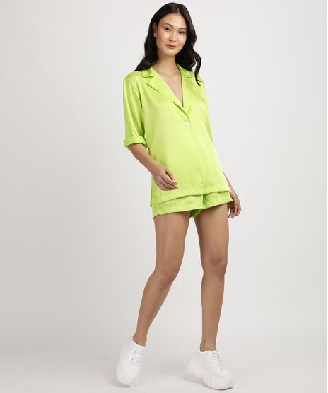 Camisa-Feminina-Alfaiataria-Alongada-Manga-Curta-Gola-Esporte-Verde-9959961-Verde_1