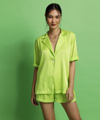 Camisa-Feminina-Alfaiataria-Alongada-Manga-Curta-Gola-Esporte-Verde-9959961-Verde_2