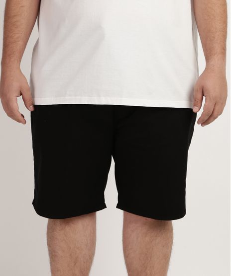 Bermuda-de-Sarja-Masculina-Plus-Size-Relaxe-com-Bolso-Preta-9958926-Preto_1