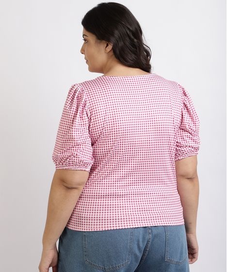 blusas plus size xadrez