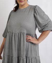 Vestido-Feminino-Mindset-Plus-Size-Midi-Estampado-Xadrez-Com-Babado-Manga-7-8-Bufante-Preto-9959524-Preto_4