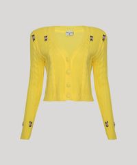 Cardigan-Feminino-Mindset-com-Bordado-de-Flores-Decote-V-e-Botoes-Amarelo-9960566-Amarelo_5