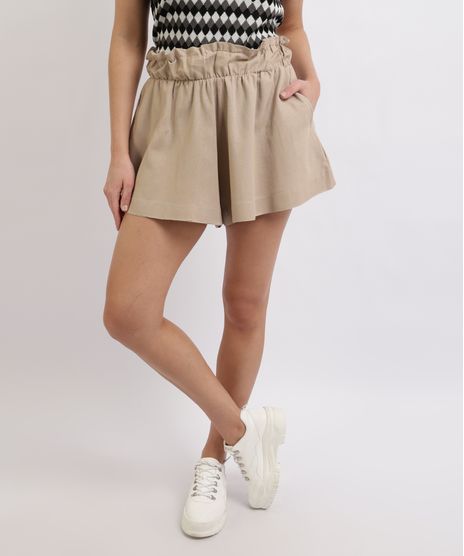Shorts-Feminino-Mindset-Curto-Cintura-Media-com-Elastico-e-Babado-Kaki-9960569-Kaki_1