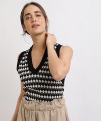 Colete-Feminino-Mindset-em-Trico-Estampado-Geometrico-Decote-V-Preto-9960918-Preto_1