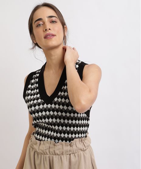 Colete-Feminino-Mindset-em-Trico-Estampado-Geometrico-Decote-V-Preto-9960918-Preto_1