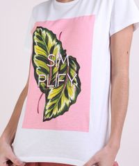 Blusa-Feminina-com-Estampa-de-Folhagem-Simplify-Manga-Curta-Decote-Redondo--Off-White-9954323-Off_White_4