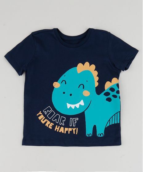 Camiseta-Infantil-Dinossauro--You-re-Happy---Manga-Curta-Azul-Marinho-9952863-Azul_Marinho_1