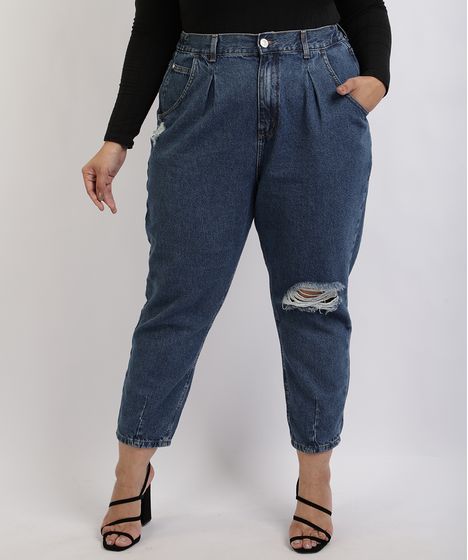 calça destroyed feminina plus size
