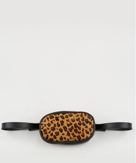 Pochete-Feminina-com-Pelo-Animal-Print-Onca--Preta-9439381-Preto_1