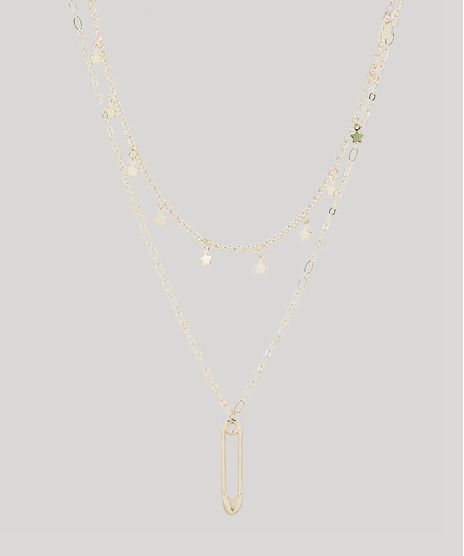 Kit-2-colares-com-Pingente-de-Estrelas-e-Alfinete-Prateado-9959903-Prateado_1