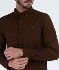 Camisa-Masculina-Tradicional-com-Bolso-Manga-Longa--Marrom-9813188-Marrom_4